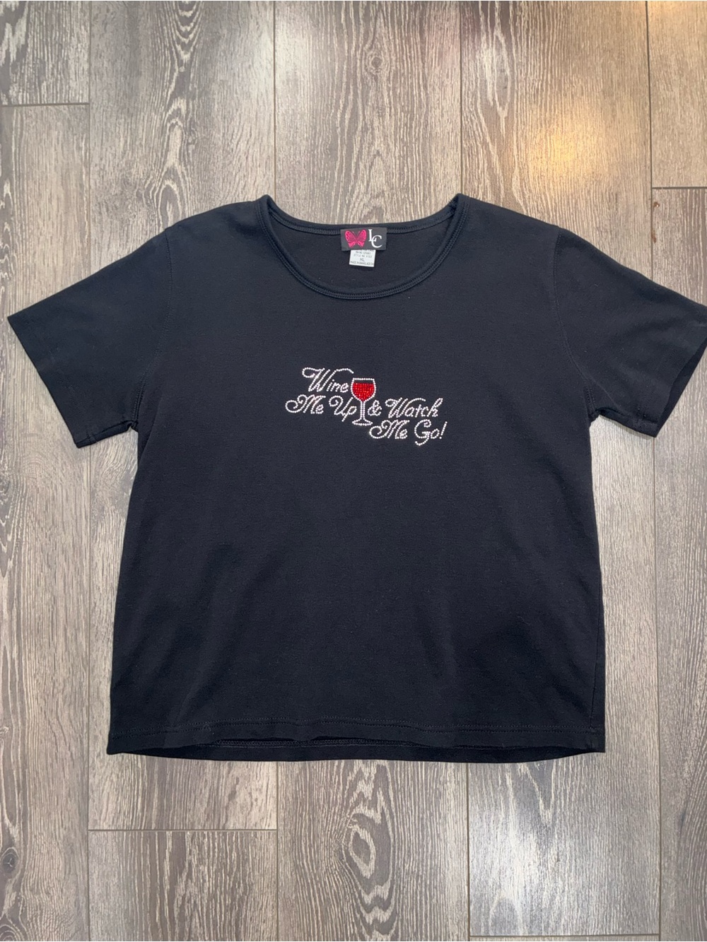 Rhinestone Wine Shirt Women’s XL Y2K Era Winery Vineyard 2000s Holiday Party